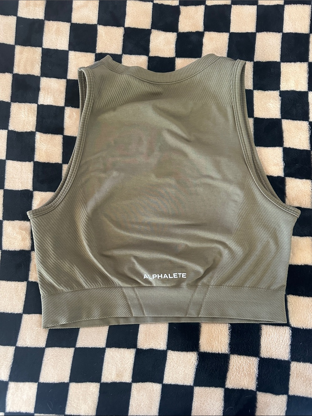 Alphalete Olive Ribbed Crop Tank